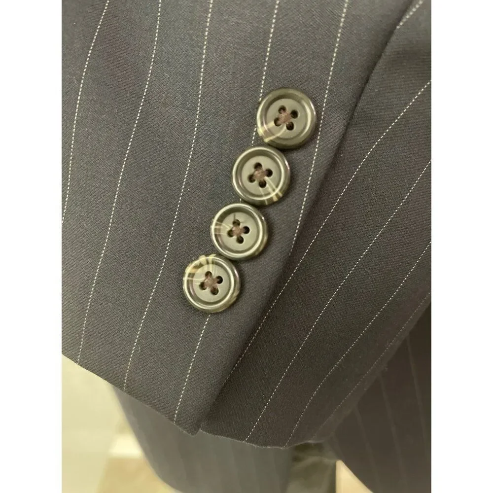 LAUREN Ralph Lauren Men Navy Pin Stripe Wool Blazer / Sport Coat Size 44R